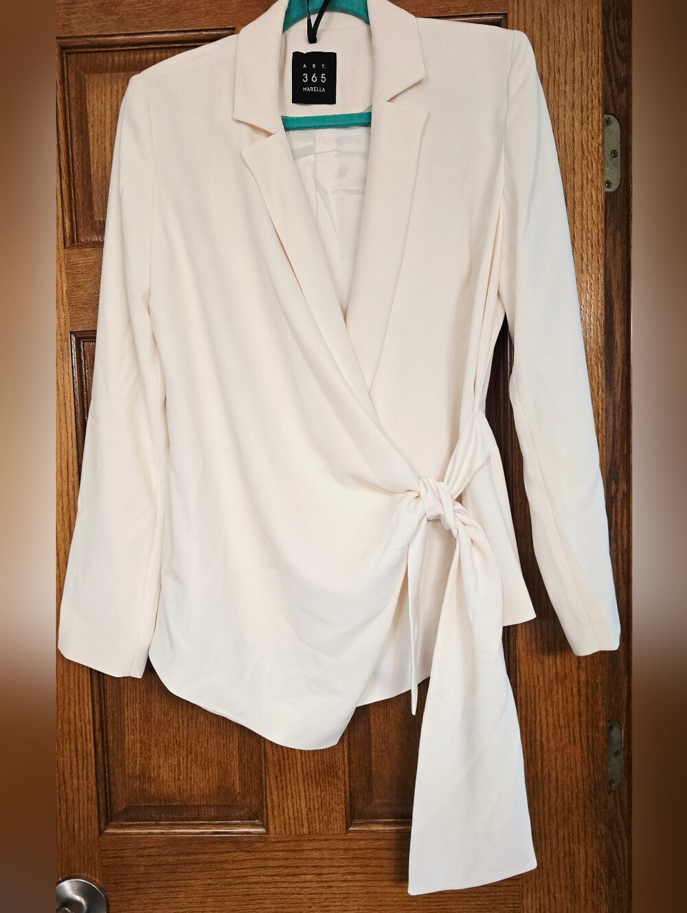 New Marella Silk Cream Assymetric Jacket Tie Wrap Style 12